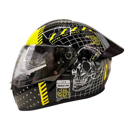 AXTER D5 - Black With Flour Yellow | Dual Visor Aerostar Helmet