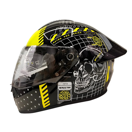 AXTER D5 - Black With Flour Yellow | Dual Visor Aerostar Helmet