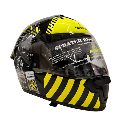 AXTER D5 - Black With Flour Yellow | Dual Visor Aerostar Helmet