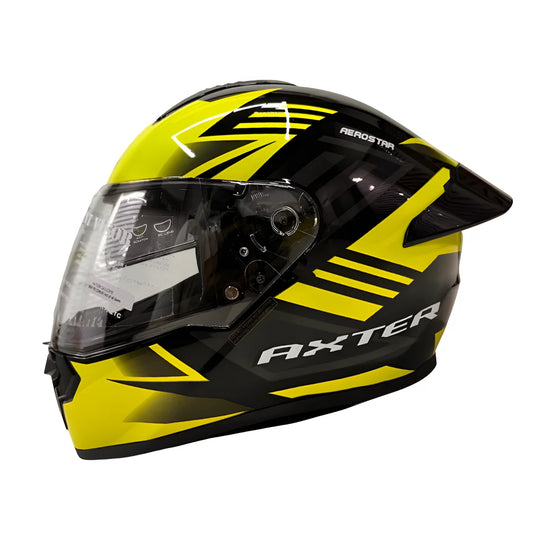 AXTER D6 - Black With Flour Yellow | Dual Visor Aerostar Helmet