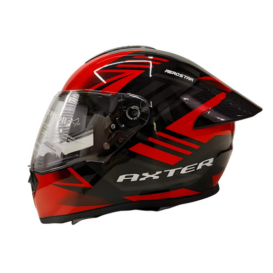 AXTER D6 - Black With Red | Dual Visor Aerostar Helmet