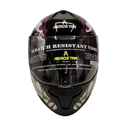 AXTER D7 - Black With Red | Single Visor Aerostar Helmet