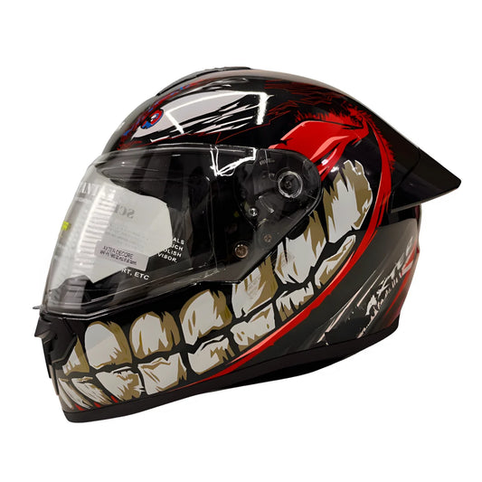 AXTER D7 - Black With Red | Single Visor Aerostar Helmet