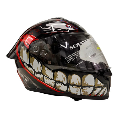 AXTER D7 - Black With Red | Single Visor Aerostar Helmet