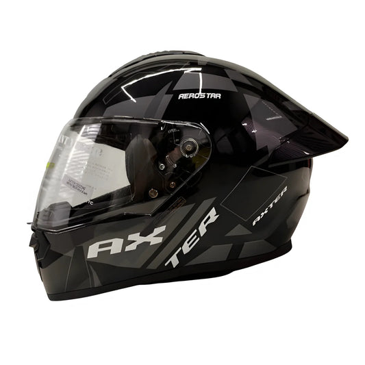 AXTER D8 - Black With Grey | Dual Visor Aerostar Helmet