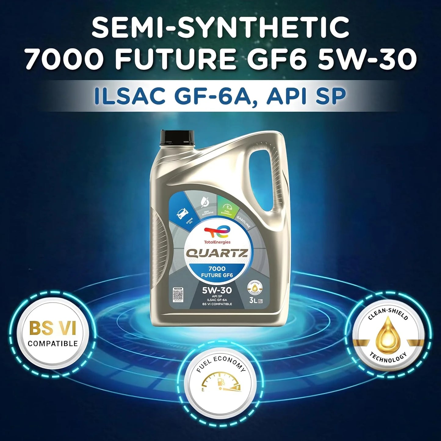 Quartz 7000 Future GF6 5W-30 | Synthetic Based Engine Oil for Cars (3L)