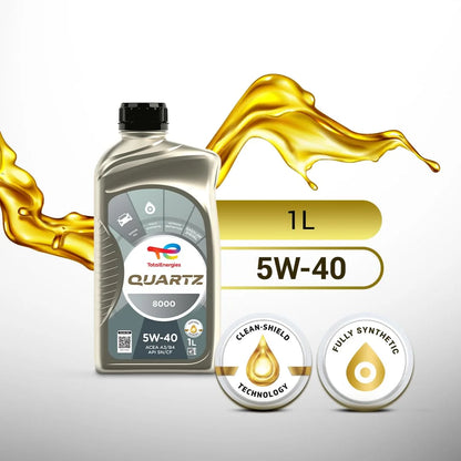 Quartz 8000 5W-40 Fully Synthetic Engine Oil for Cars (1L)
