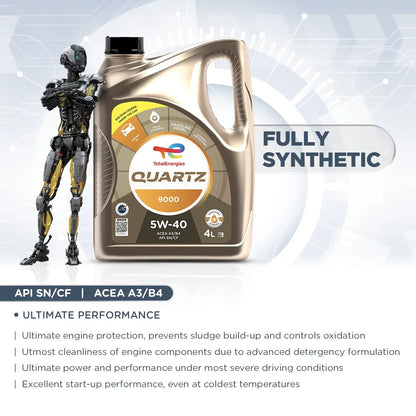 Quartz 9000 5W-40 Fully Synthetic Engine Oil for Cars (4L)